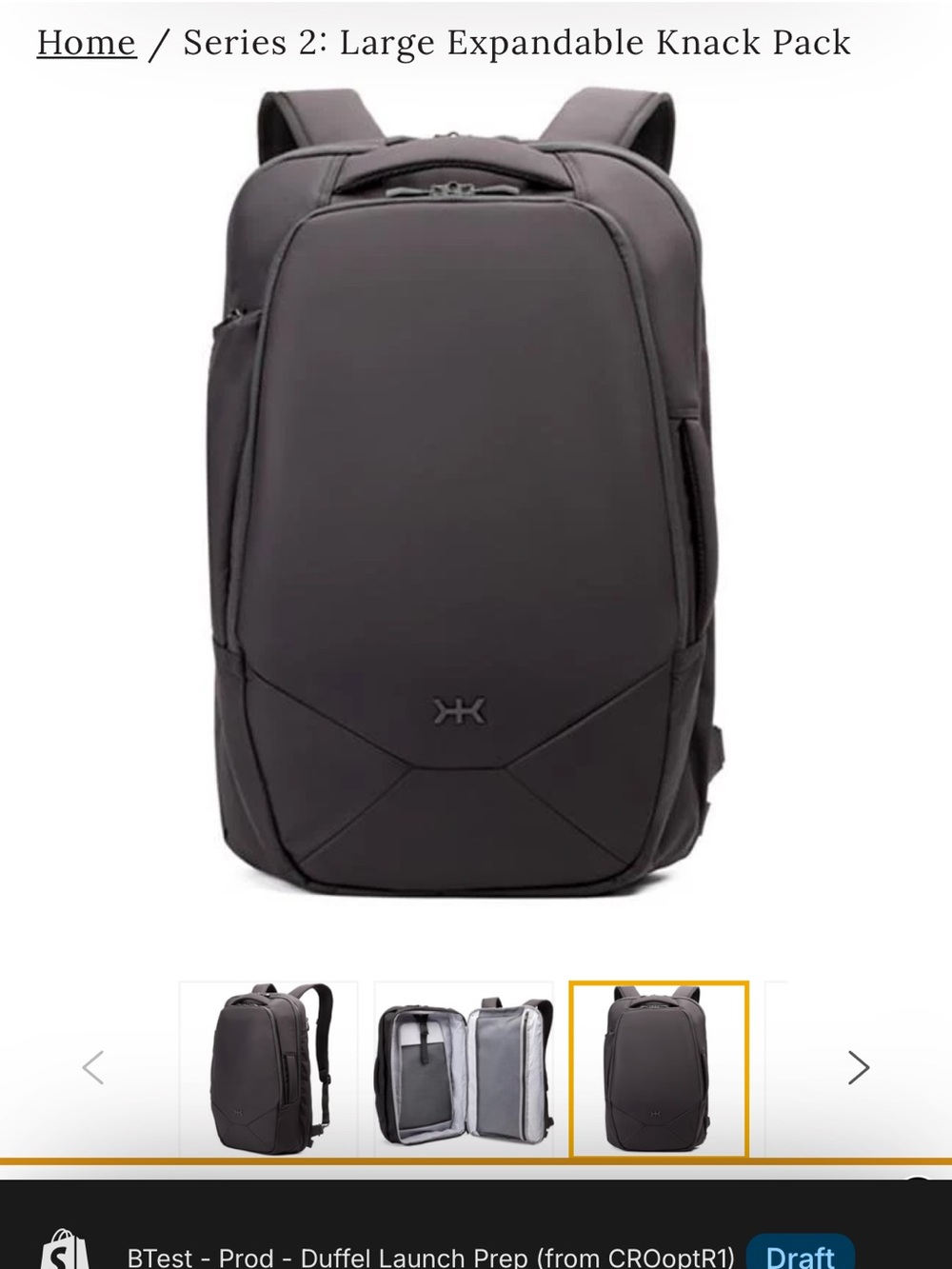 Knack Series 2 Large Expandable Backpack - Black - Picture 3 of 4